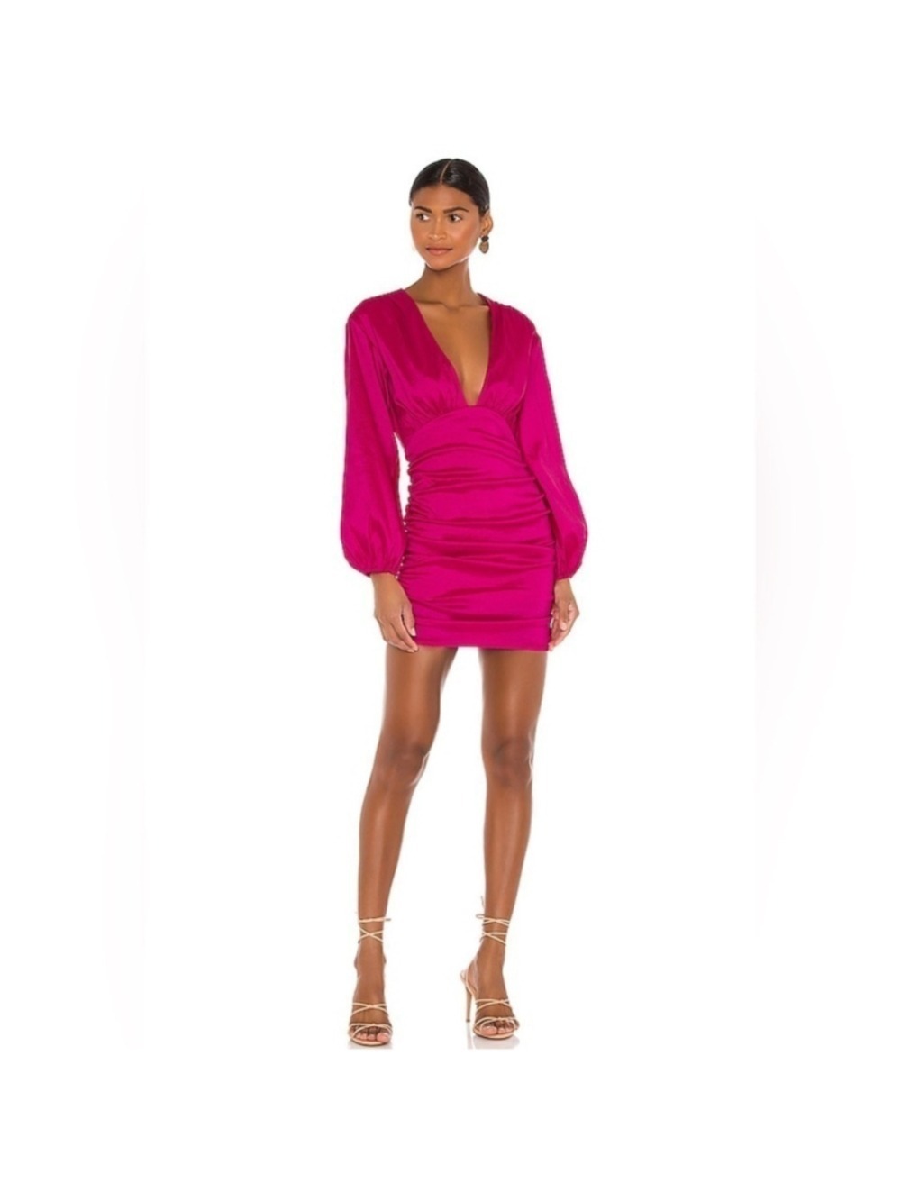 Lovers + Friends Revolve Lorenza magenta pink mini dress Small ruched side seams